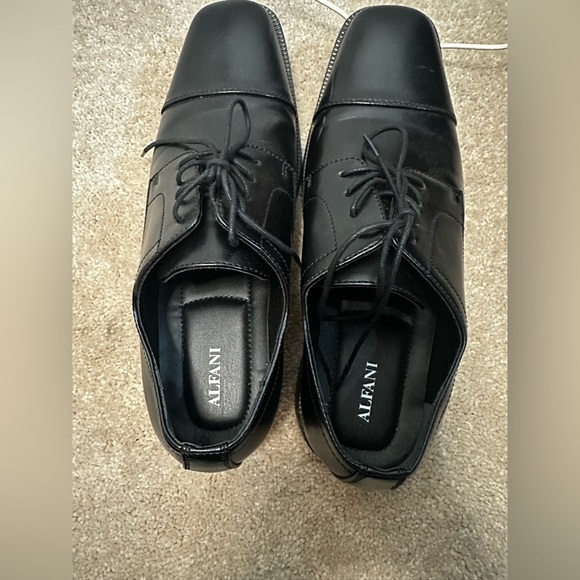 Alfani Adam Black Square Toe Cap Toe Oxford Dress Shoes Men’s 12M - Picture 3 of 10